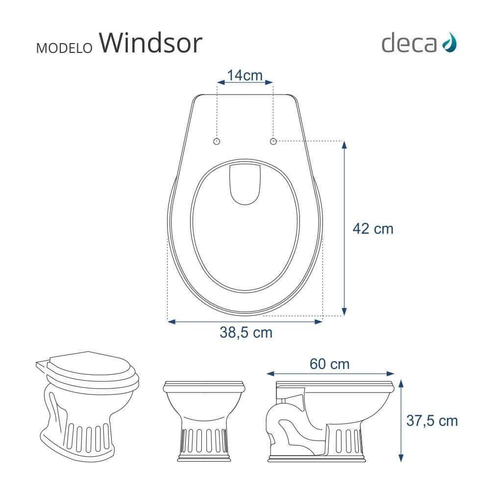 Assento Sanitario Com Amortecedor Windsor Branco Para Vaso Deca - 5