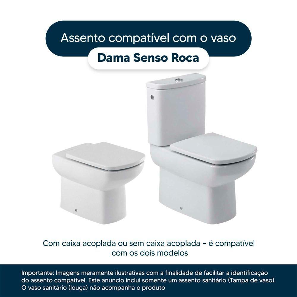 Assento Sanitario Poliester Com Amortecedor Dama Senso Branco Para Vaso Roca - 4