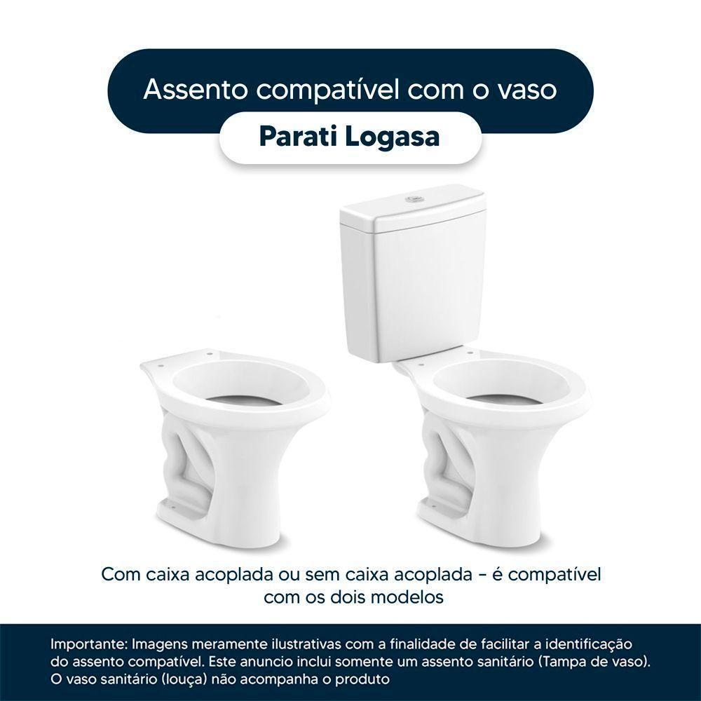 Tampa De Vaso Sanitário Com Amortecedor Parati Branco Para Bacia Logasa - 5