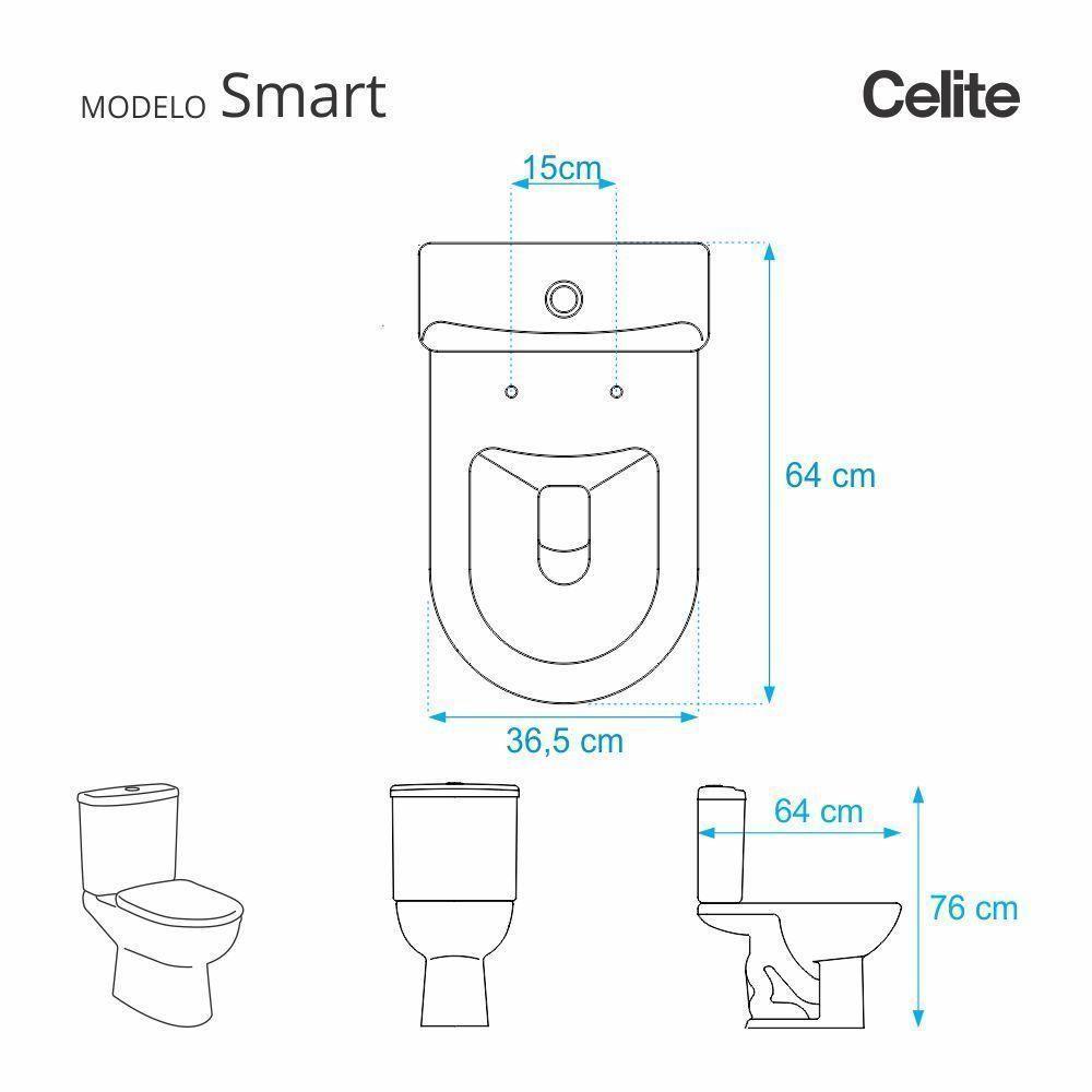 Tampa De Vaso Poliester Smart Bege Claro Para Bacia Celite - 3