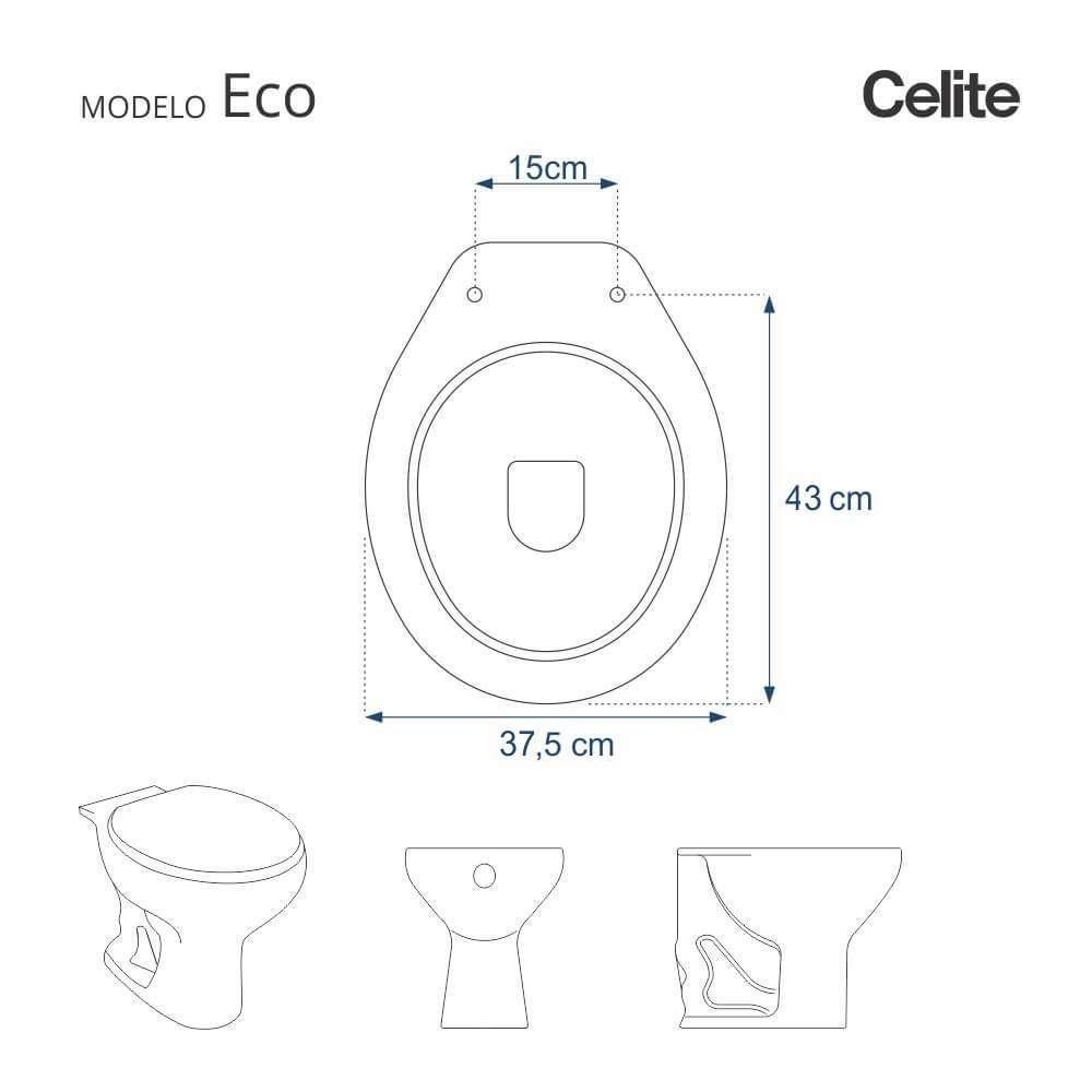Assento Sanitario Almofadado Eco Branco Para Vasos Celite - 4