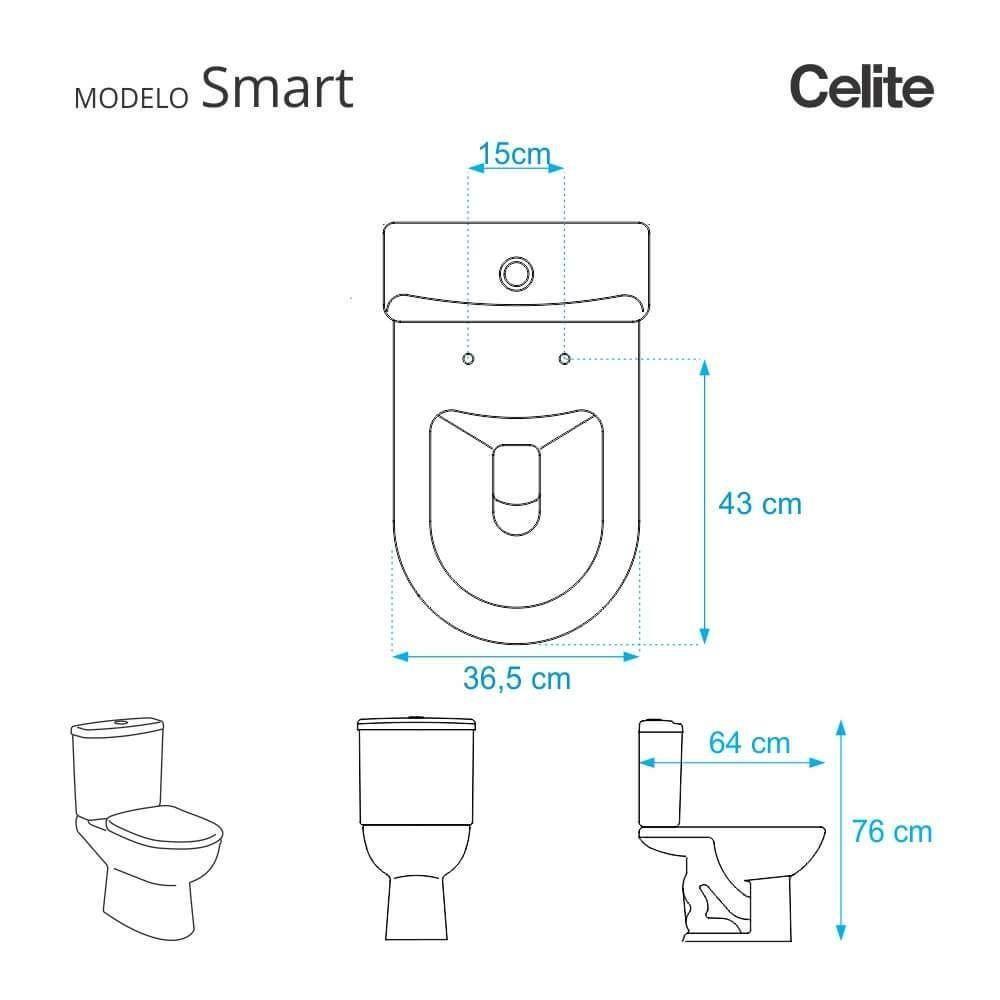 Assento Sanitário Fechamento Lento Smart Branco Para Louça Celite - 3