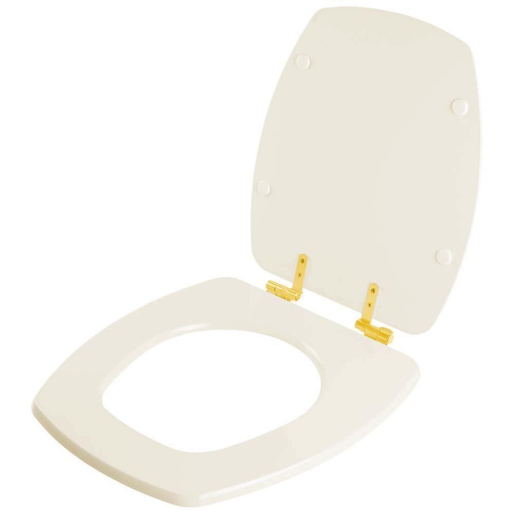 Assento Sanitário Com Amortecedor Thema Biscuit Para Vaso Incepa Com Ferragem Dourada - 6