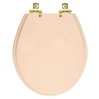 Assento Sanitário Com Amortecedor Ravena Rosa Floral Para Vaso Deca Com Ferragem Dourada - 1