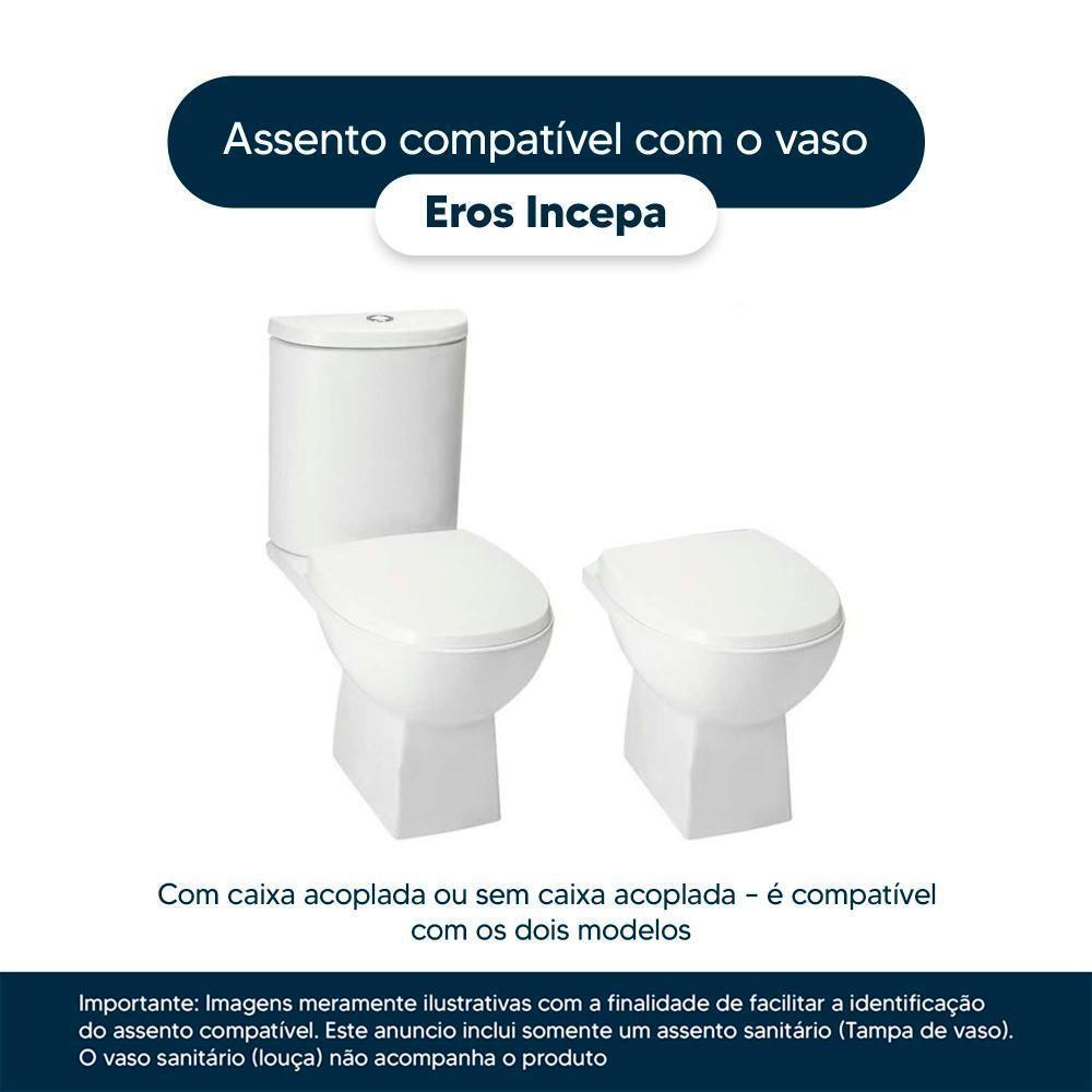 Assento Sanitário Com Amortecedor Eros Branco Para Vaso Incepa Com Ferragem Dourada - 4