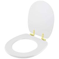 Assento Sanitário Com Amortecedor Eros Branco Para Vaso Incepa Com Ferragem Dourada - 6
