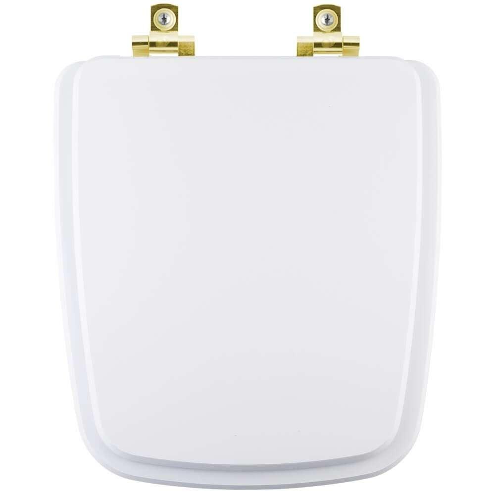 Assento Sanitário Com Fechamento Lento Clean Branco Para Vaso Deca Com Ferragem Dourada - 1
