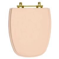 Assento Sanitário Poliester Monte Carlo Rosa Floral Ferragem Dourada Para Vaso Deca - 1