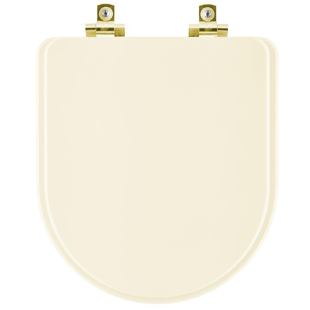 Assento Sanitário Com Fechamento Lento Oxford Creme Para Vaso Deca Com Ferragem Dourada - 1