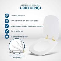 Assento Sanitário Com Amortecedor Paris Branco Para Vaso Ideal Standard Com Ferragem Dourada - 3