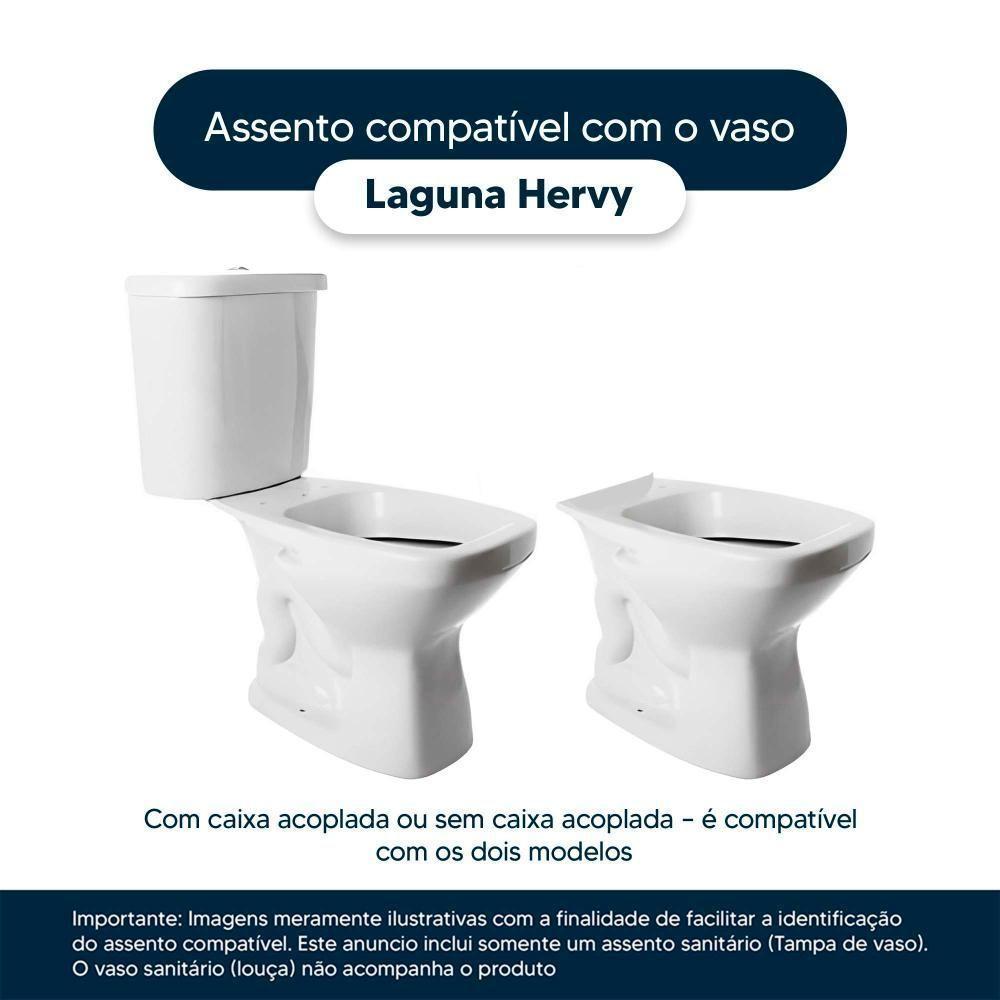 Assento Sanitário Com Amortecedor Laguna Branco Para Vaso Hervy Com Ferragem Dourada - 5