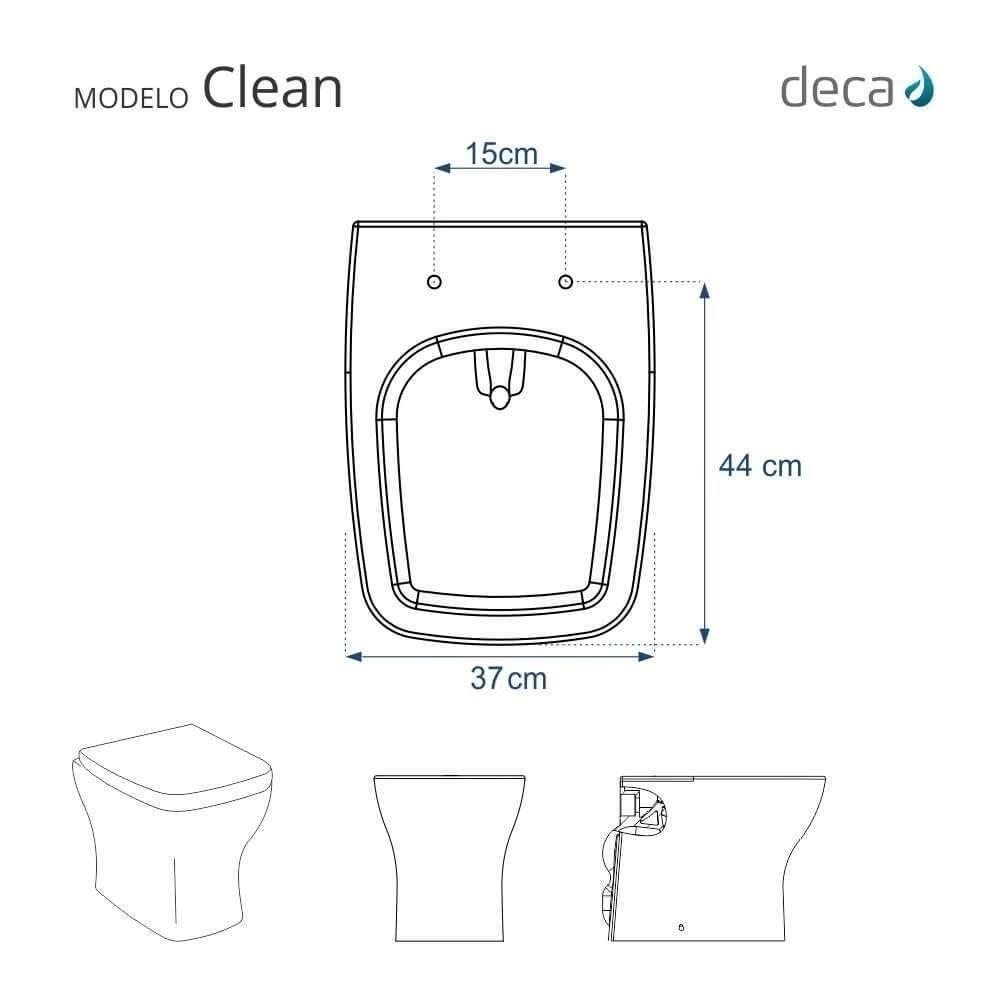 Assento Sanitário Com Amortecedor Clean Branco Para Vaso Deca Com Ferragem Dourada - 5
