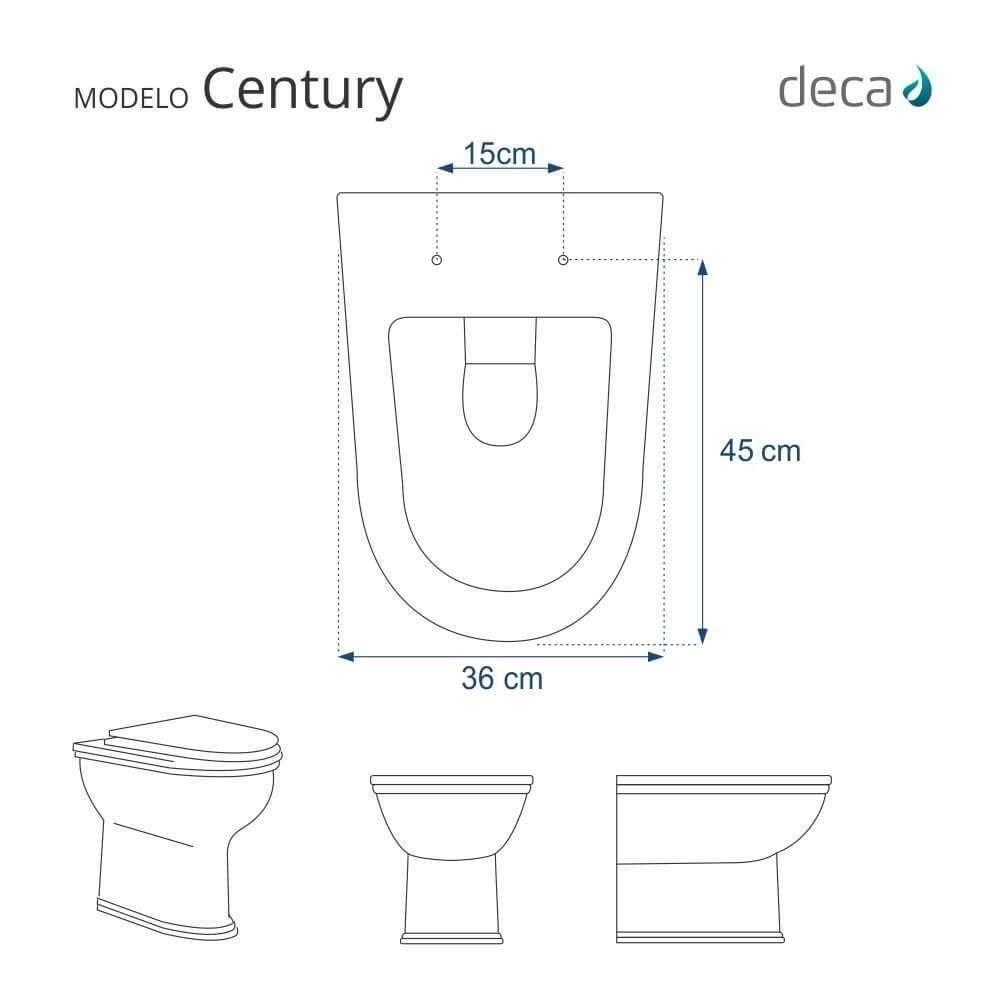 Assento Sanitário Com Amortecedor Century Cinza Real Para Vaso Deca - 5