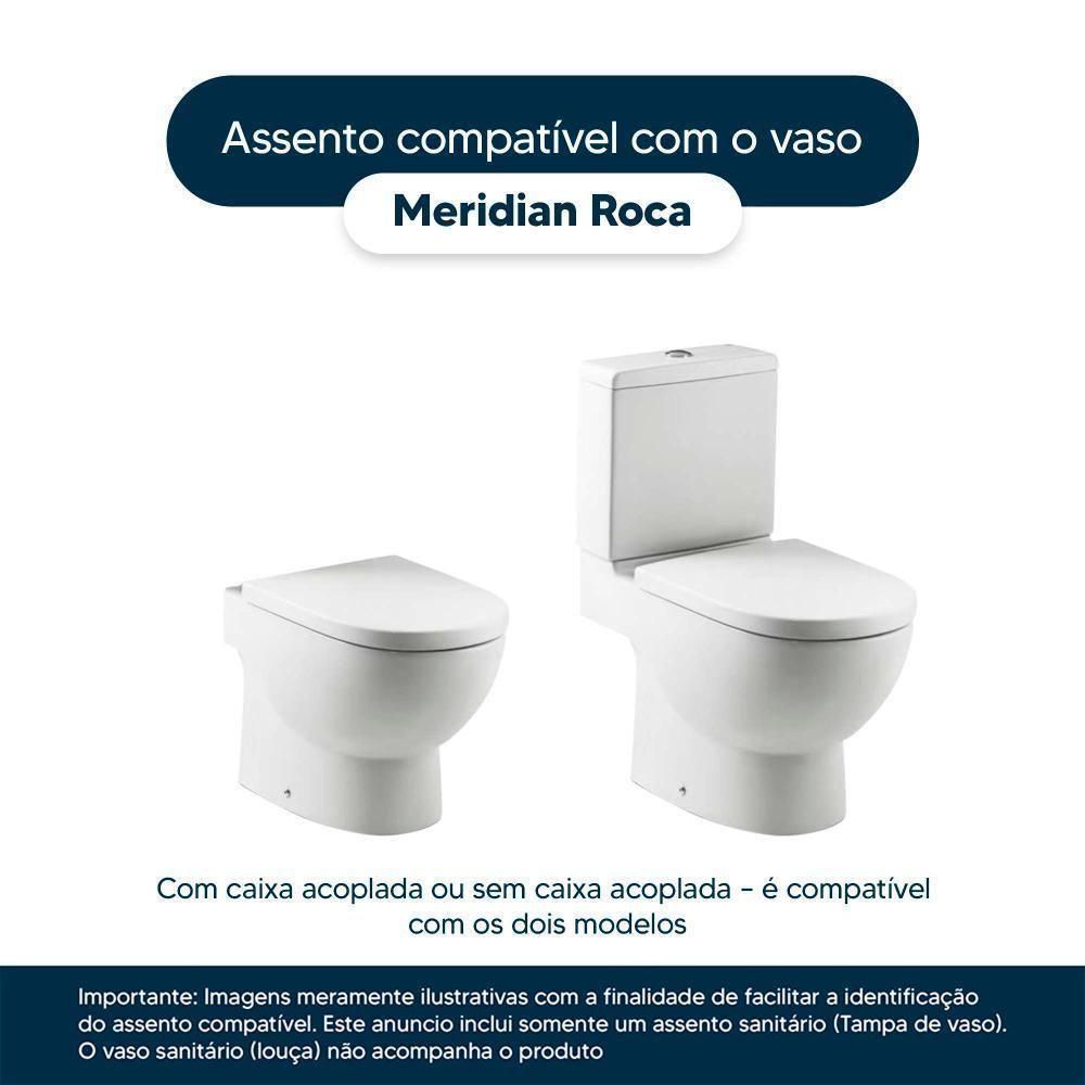 Assento Sanitário Com Amortecedor Meridian Branco Para Vaso Roca Com Ferragem Dourada - 4