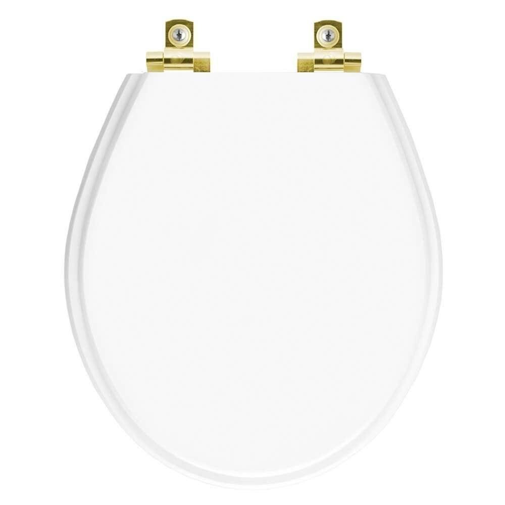 Assento Sanitário Com Amortecedor Carina Branco Para Vaso Ideal Standard Com Ferragem Dourada - 1