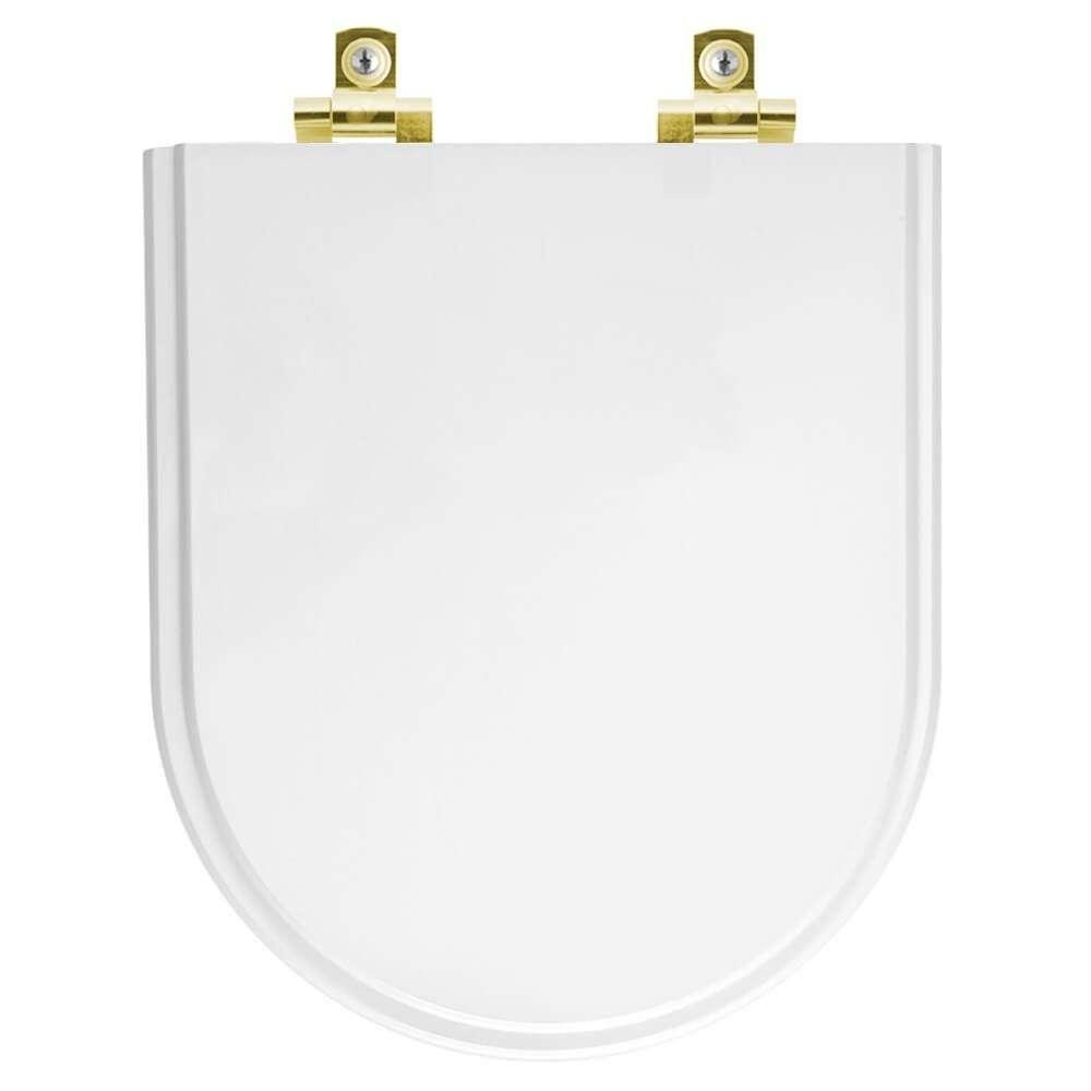 Assento Sanitário Com Amortecedor Riviera Branco Para Vaso Celite Com Ferragem Dourada - 1