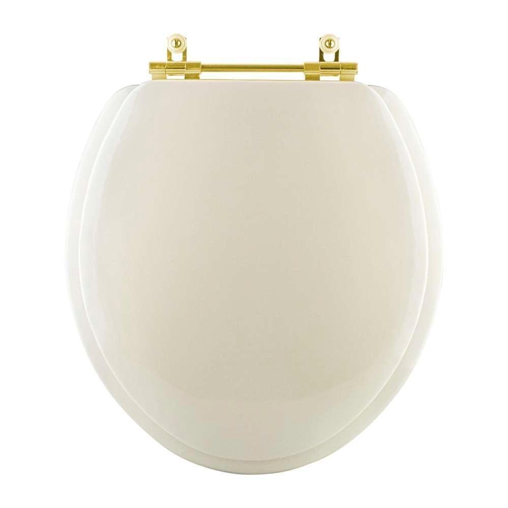 Assento Sanitario Almofadado Convencional Oval Pergamon Para Vaso Celite Com Ferragem Dourada - 1