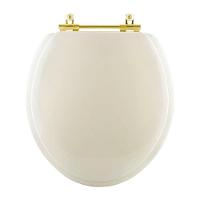 Assento Sanitario Almofadado Convencional Oval Pergamon Para Vaso Celite Com Ferragem Dourada - 1