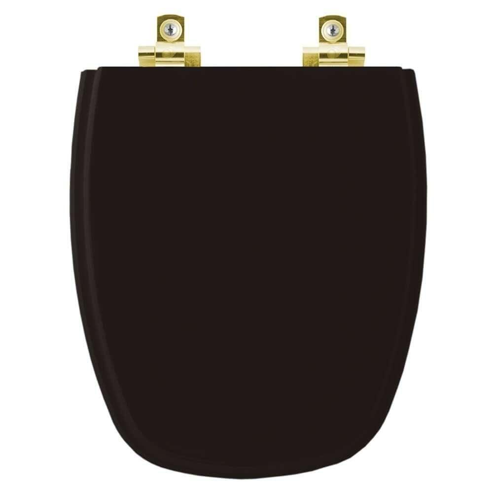 Assento Sanitário Com Amortecedor Monte Carlo ébano (preto) Para Vaso Deca Com Ferragem Dourada - 1