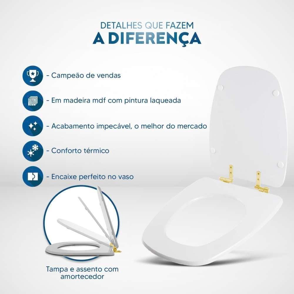 Assento Sanitário Com Amortecedor Monte Carlo ébano (preto) Para Vaso Deca Com Ferragem Dourada - 3