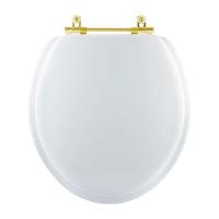 Assento Sanitario Almofadado Convencional Oval Universal Branco Com Ferragem Dourada - 1