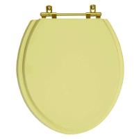 Assento Sanitario Poliéster Convencional Oval Bege Saara Para Vaso Deca Com Ferragem Dourada - 1
