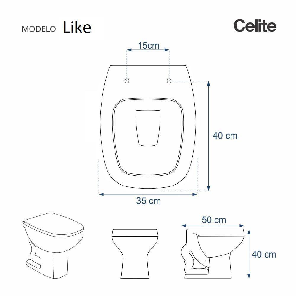 Assento Sanitario Fechamento Lento Like Branco Para Louça Celite - 3