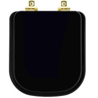 Assento Sanitário Com Amortecedor Axis ébano (preto) Para Vaso Deca Com Ferragem Dourada - 1