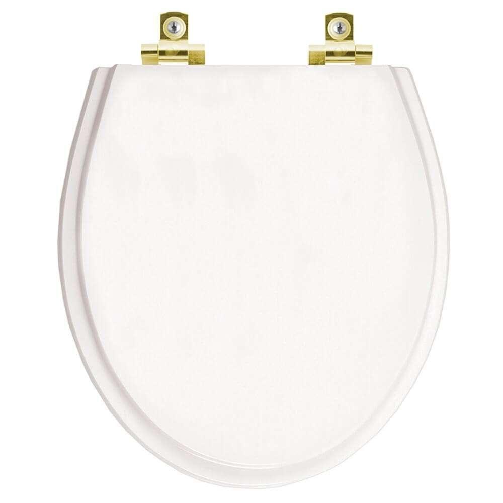 Assento Sanitário Com Fechamento Lento Ritz Branco Para Vaso Deca Com Ferragem Dourada - 1