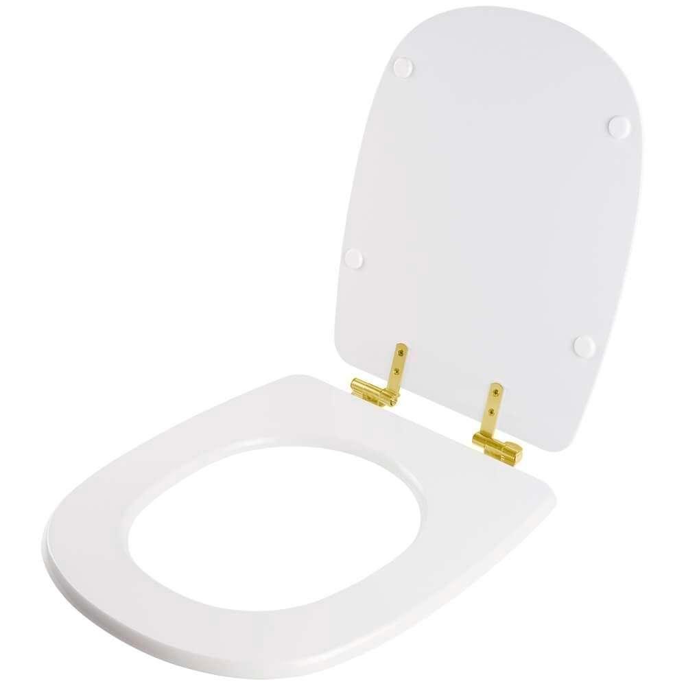 Assento Sanitário Com Fechamento Lento Paris Branco Para Vaso Ideal Standard Com Ferragem Dourada - 6