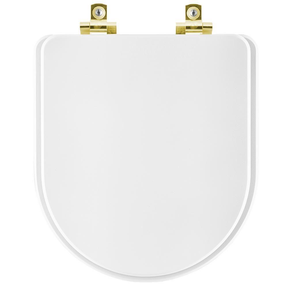 Assento Sanitário Com Fechamento Lento Valentina Branco Para Vaso Hervy Com Ferragem Dourada - 1