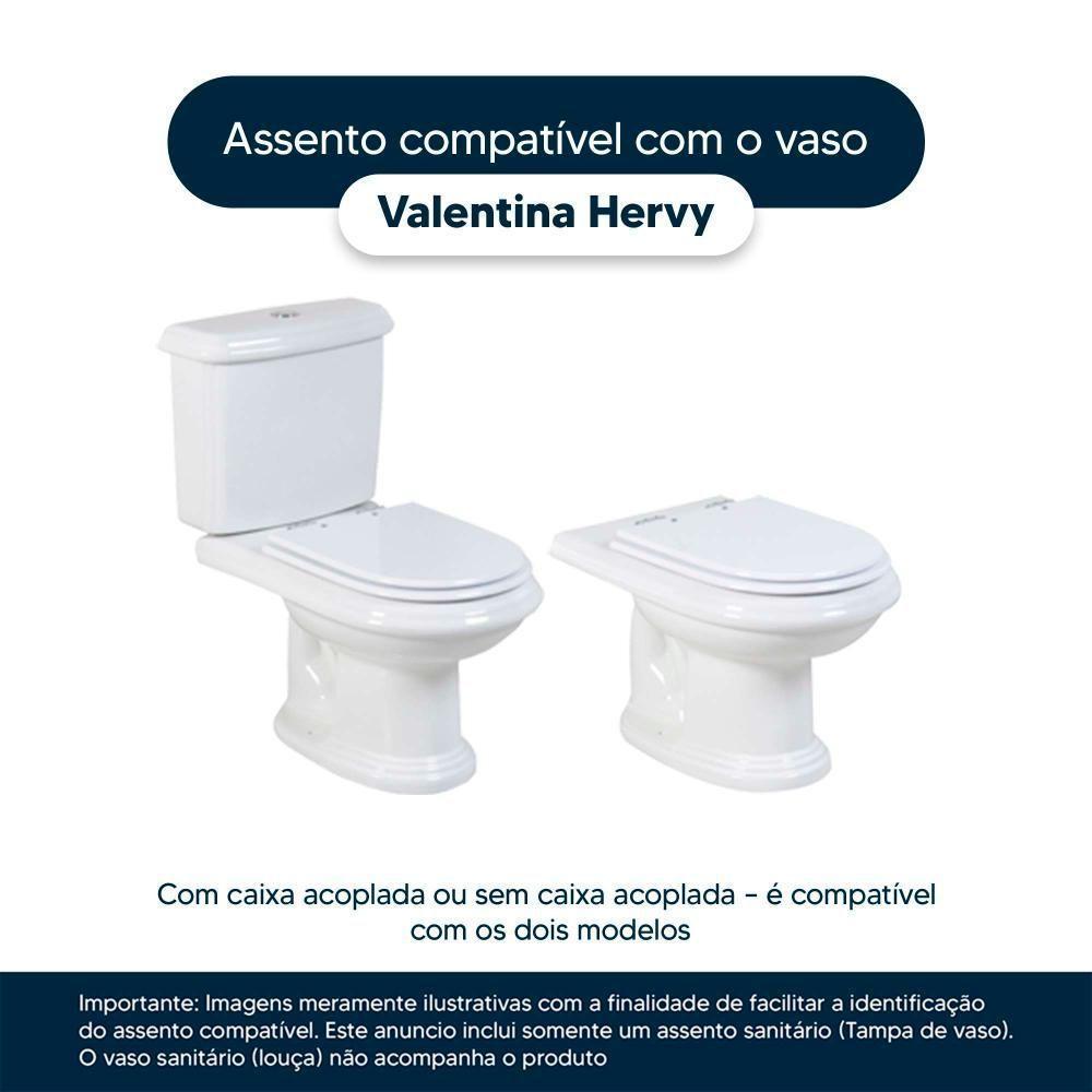 Assento Sanitário Com Fechamento Lento Valentina Branco Para Vaso Hervy Com Ferragem Dourada - 4