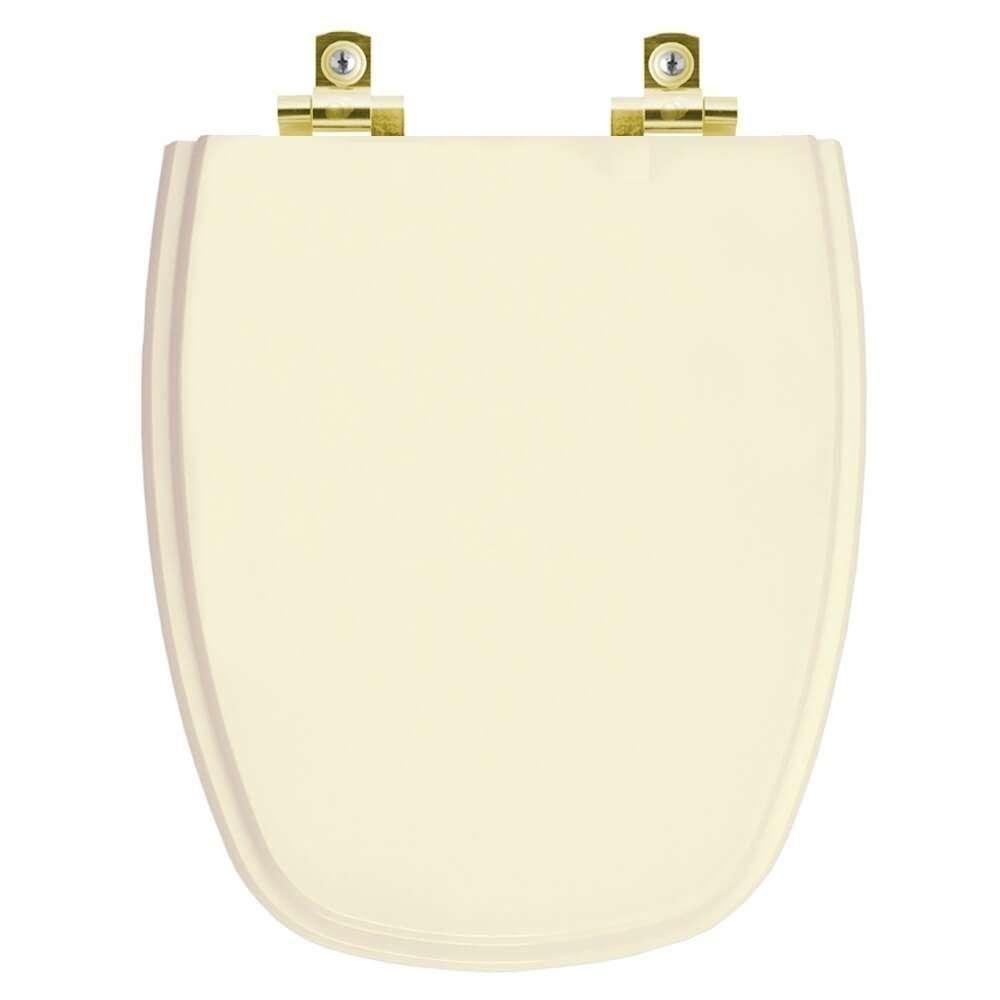 Assento Sanitário Com Fechamento Lento Monte Carlo Creme Para Vaso Deca Com Ferragem Dourada - 1