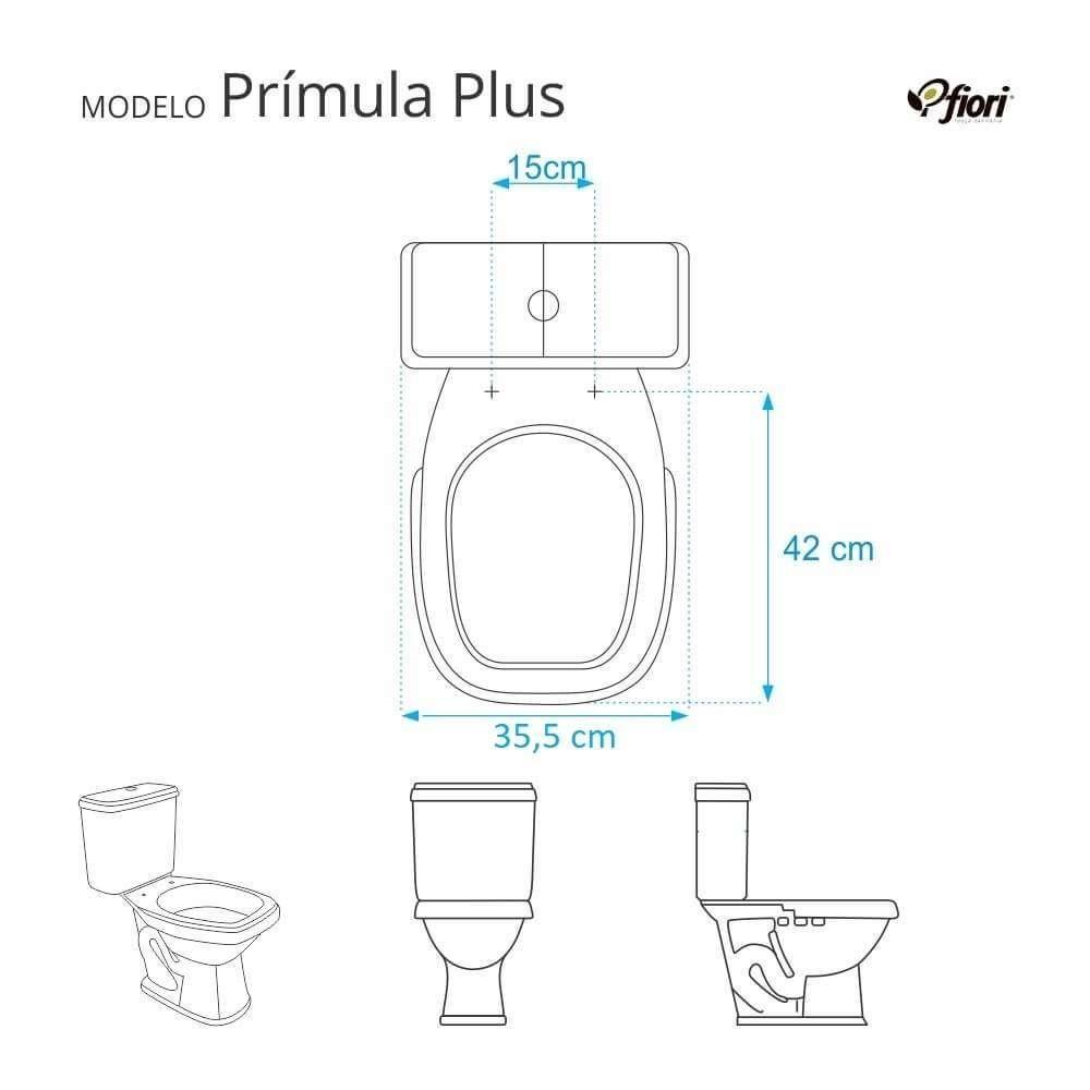 Assento Sanitário Soft Close Primula Plus Cinza Escuro Para Vaso Fiori - 5