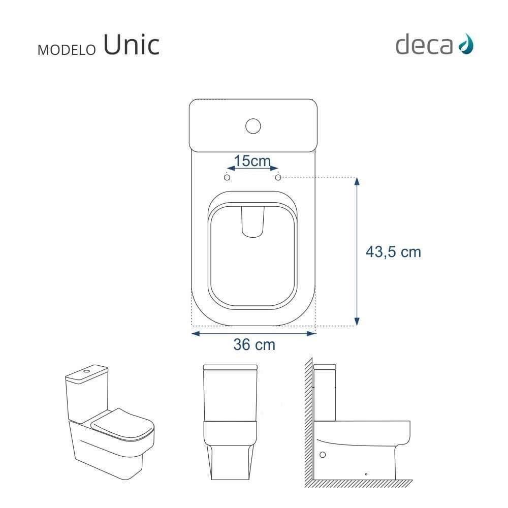Assento Sanitário Com Fechamento Lento Unic ébano (preto) Para Vaso Deca - 5
