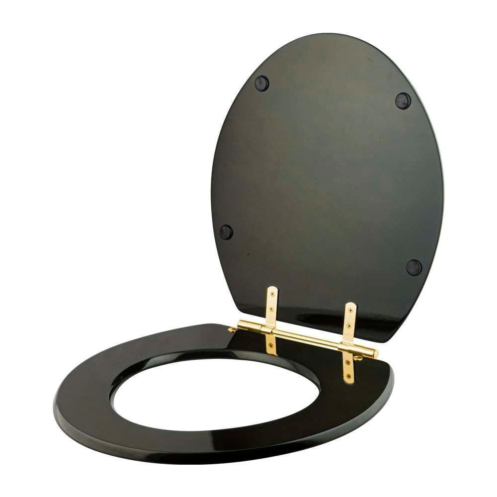 Assento Sanitário Convencional Oval Universal Marrom Degradê Com Ferragem Dourada - 6