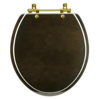 Assento Sanitário Convencional Oval Universal Marrom Degradê Com Ferragem Dourada - 1