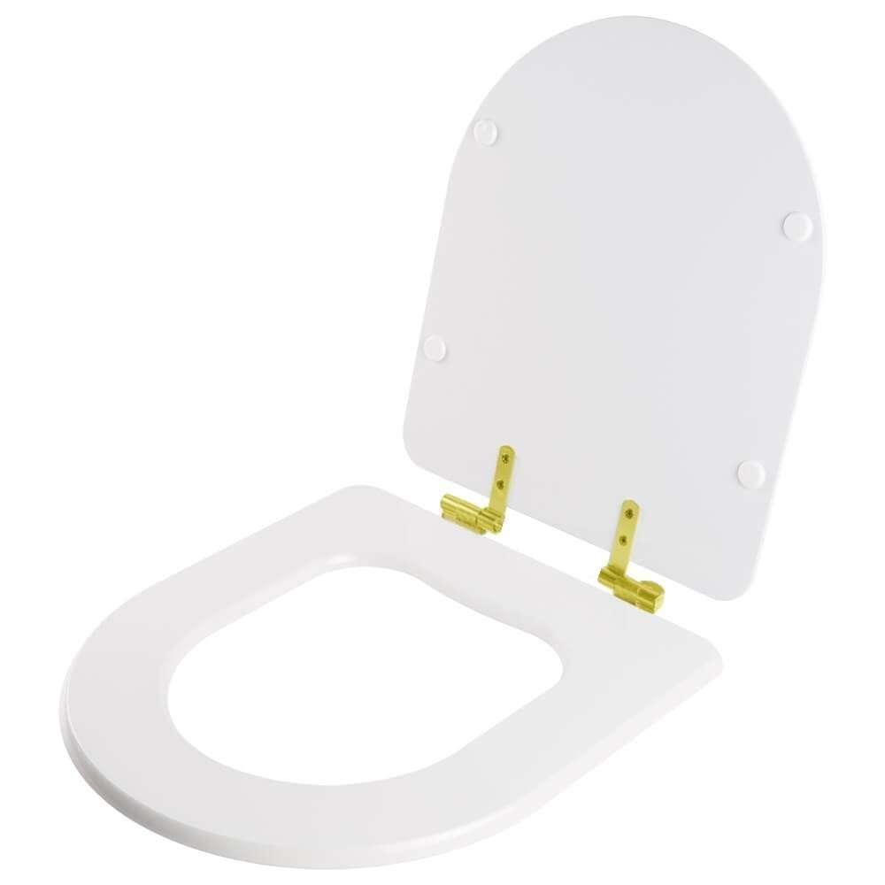 Assento Sanitário Com Fechamento Lento Smart Branco Para Vaso Celite Com Ferragem Dourada - 2