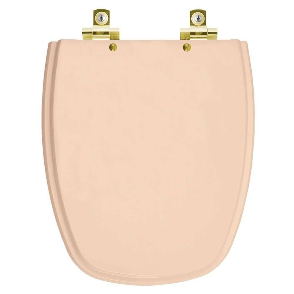 Assento Sanitário Com Fechamento Lento Monte Carlo Rosa Floral Para Vaso Deca Com Ferragem Dourada - 1