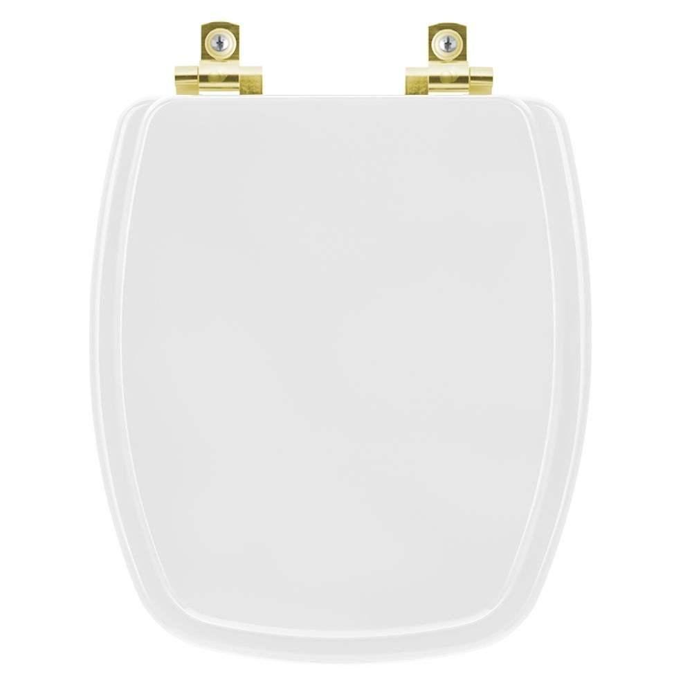 Assento Sanitário Soft Close Laguna Branco Para Vaso Hervy Com Ferragem Dourada - 1
