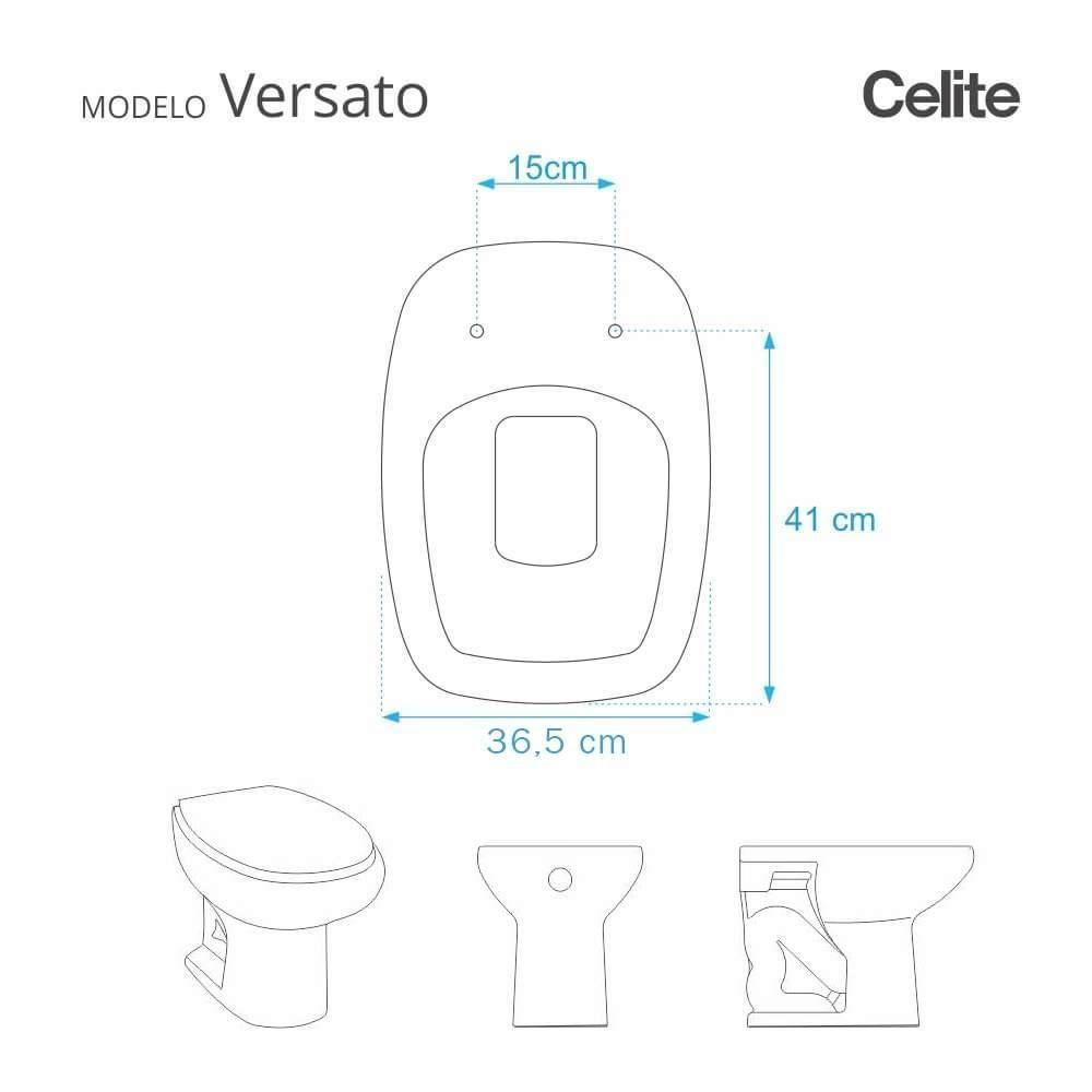 Assento Sanitário Com Fechamento Lento Versato Branco Para Vaso Celite Com Ferragem Dourada - 5