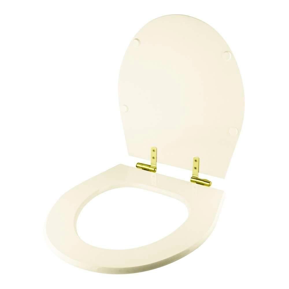 Assento Sanitário Soft Close Windsor Creme Para Vaso Deca Com Ferragem Dourada - 2