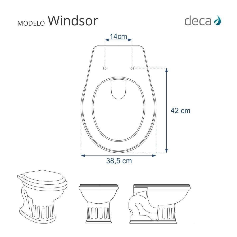 Assento Sanitário Soft Close Windsor Creme Para Vaso Deca Com Ferragem Dourada - 6