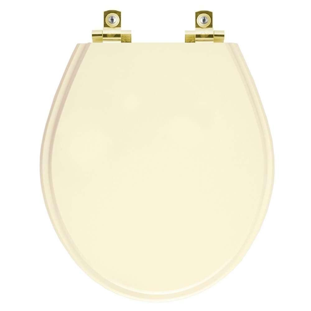 Assento Sanitário Soft Close Ravena Creme Para Vaso Deca Com Ferragem Dourada - 1