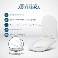 Assento Sanitário Soft Close Vogue Plus Creme Para Vaso Deca Com Ferragem Dourada - 3