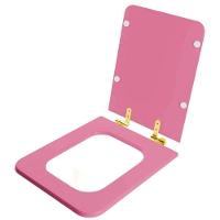 Assento Sanitário Soft Close Square Wild Rose Para Vaso Incepa Com Ferragem Dourada - 6