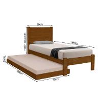 Cama Solteiro Lara Com Auxiliar Em Madeira - Castanho - Marrom - 3