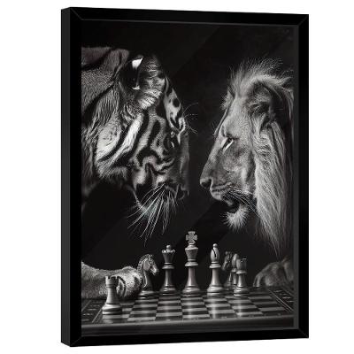 Quadro Decorativo Xadrez Felino