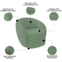 Poltrona Para Sala De Estar Orgânica Kit Com 2 Garbin K04 Boucle Verde - Mpozenato - 3