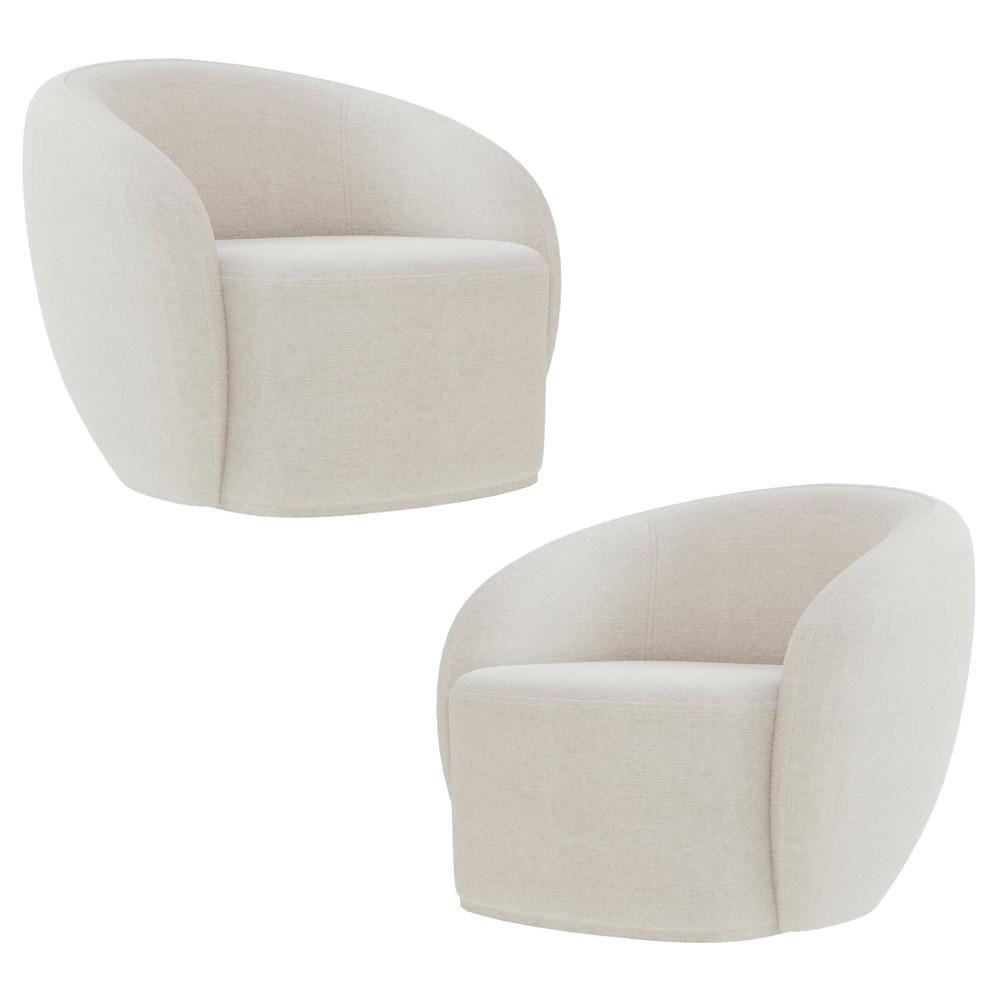 Poltrona Para Sala De Estar Orgânica Kit Com 2 Garbin K04 Bouclê Bege - Mpozenato - 1